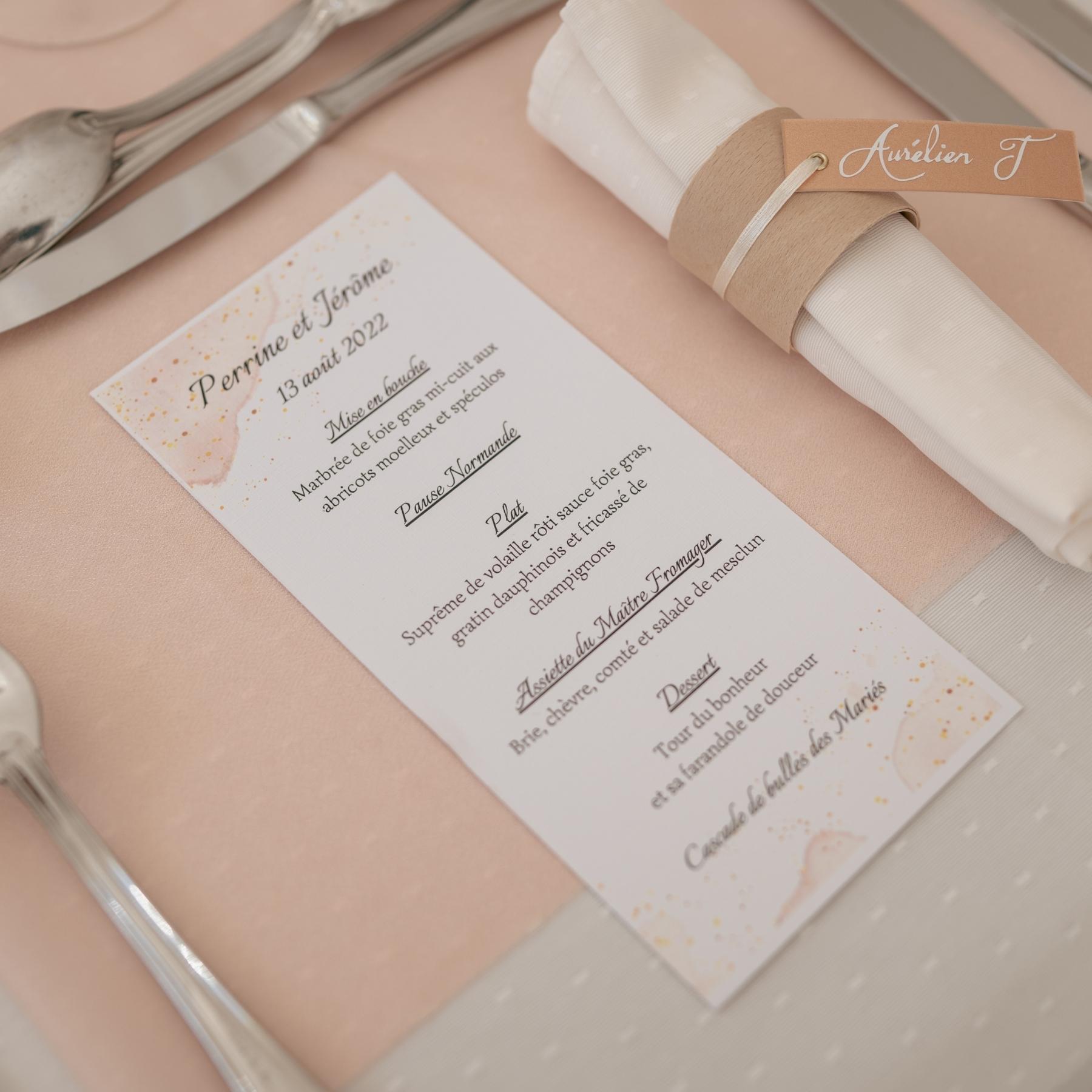 menu mariage - Marine Déco & Passion - Créatrice de souvenirs et de papeterie personnalisée dans l'Oise